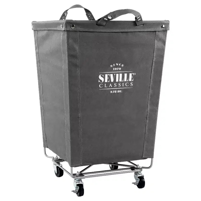 Seville Classics Cesta portabiancheria commerciale resistente in tela grigia: Cesto portabiancheria portatile con ruote e maniglie integrate