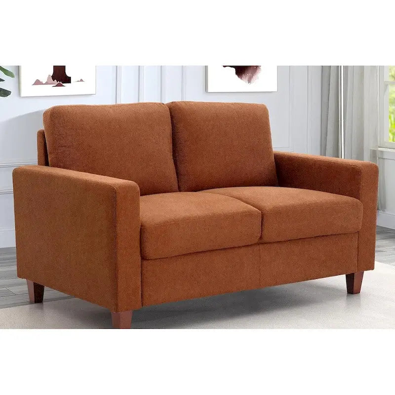 Miles Mid Century Modern Loveseat 2 Seater Sofa Couch with Reversible Back Pillows Large