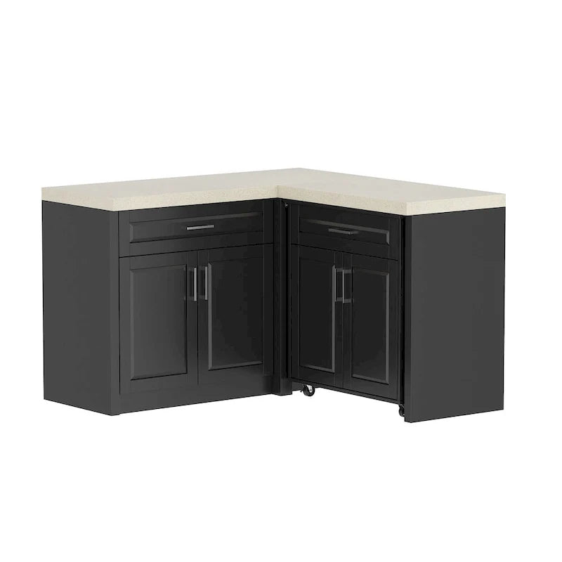 Efficient Corner Kitchen Cabinet L-Shape Kitchen Island: Ample Storage with Smooth - sliding Drawers,UV Countertop