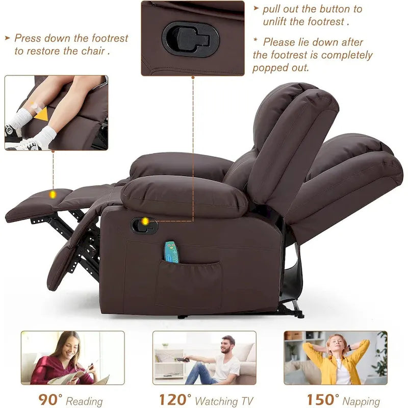 2-Seater Recliner Loveseat with Heat and Massage Function