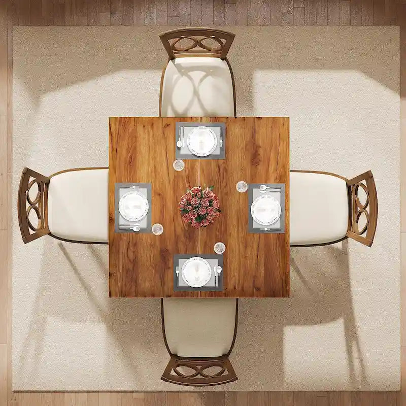 39.4 Inches Square 2-4 People Dining Table with Solid Wood Legs for Living Room Dining Room