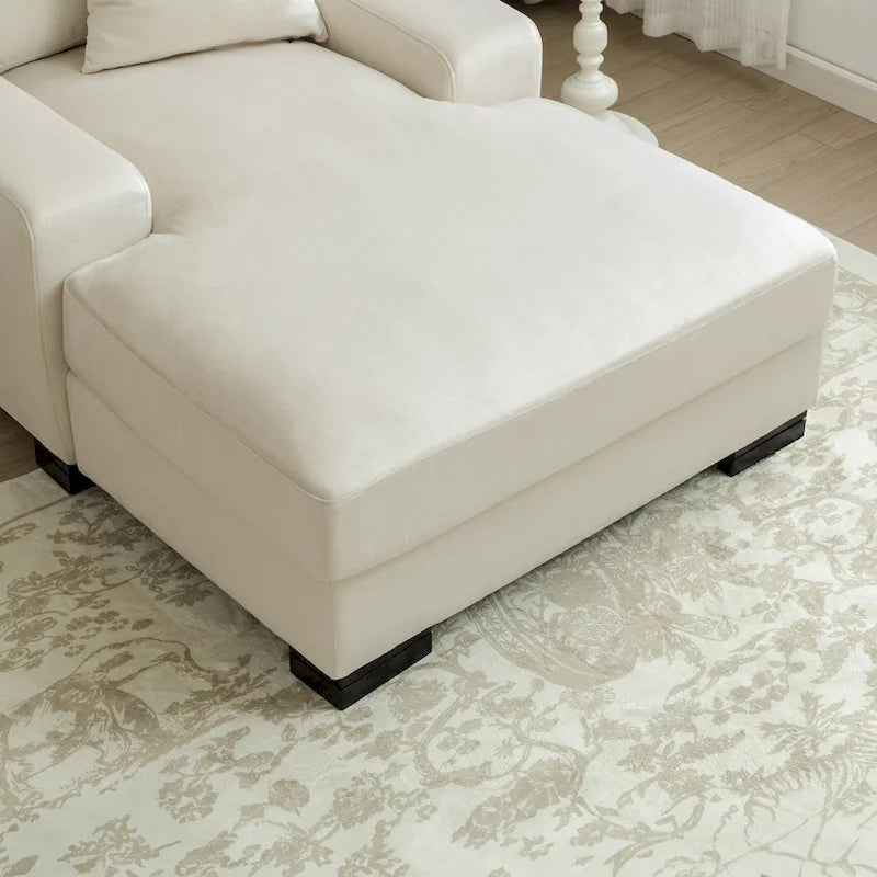 Modern Mid-Century Oversized Chaise Sleeper Sofa with Pillow