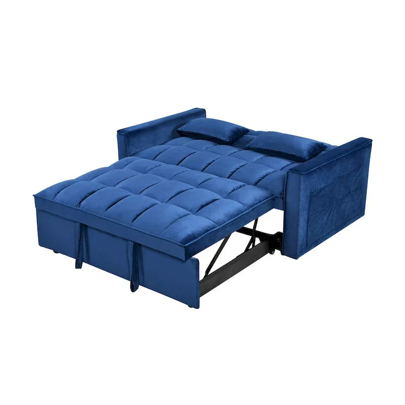 Modern Velvet Futon Loveseat with Reclining Backrest & Pockets, Seats 2 ââ‚?Dark Gray / Light Gray / Blue / Black