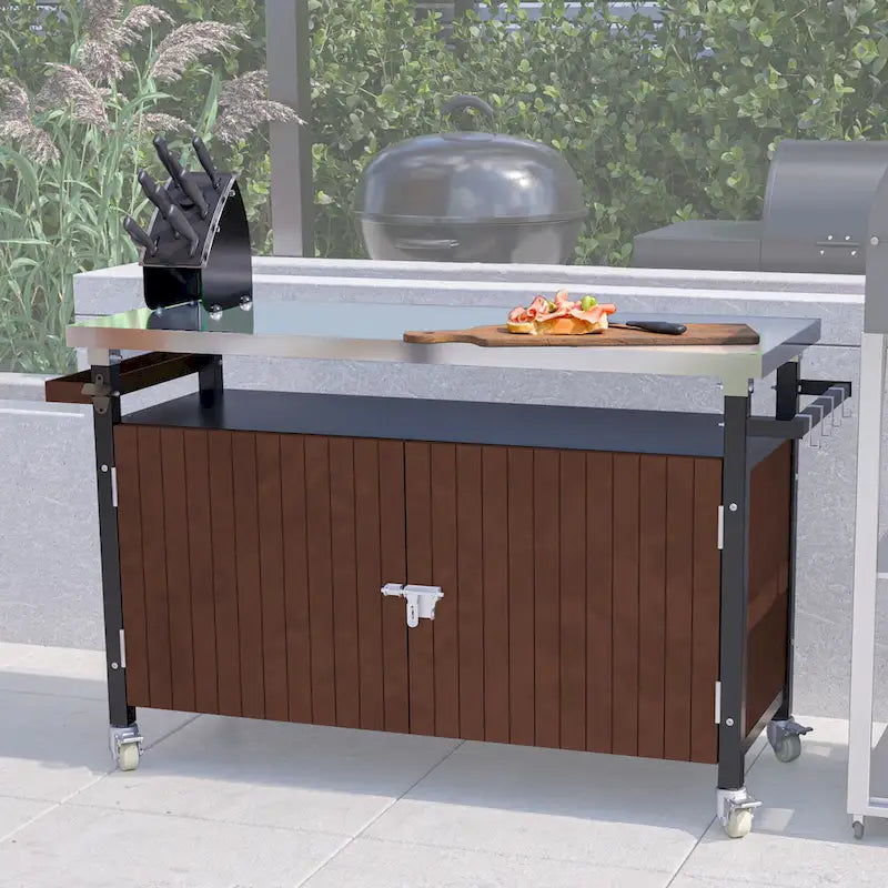 Outdoor Grill Cart With Stainless Steel Tabletop(no include stool)