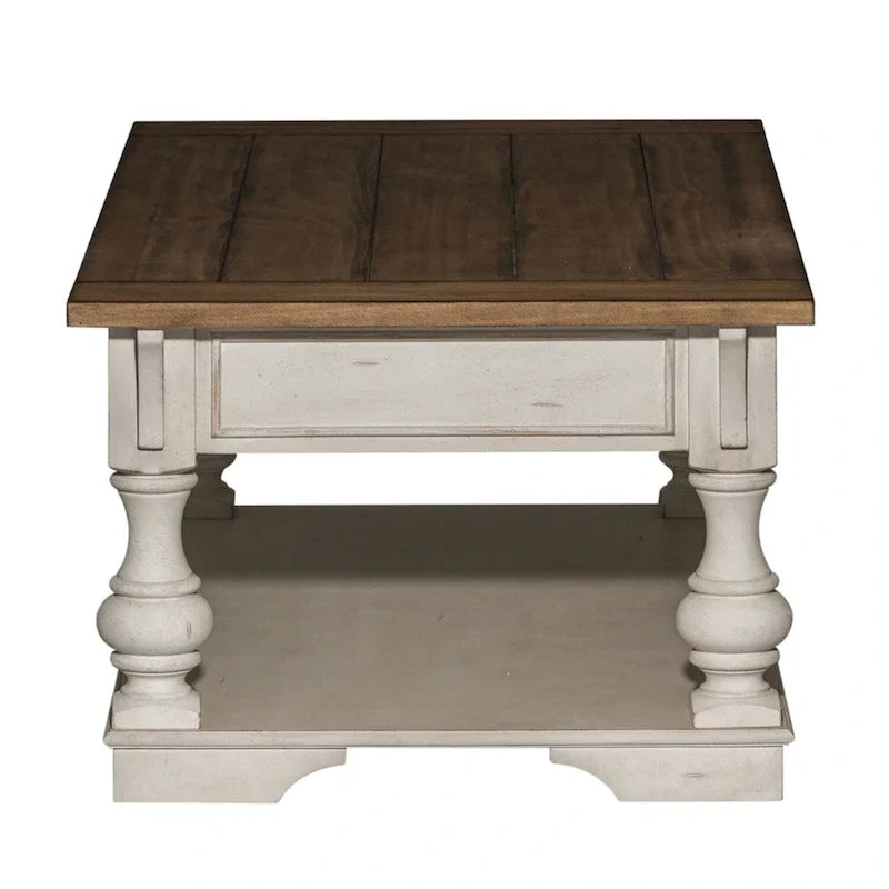 Morgan Creek Antique White Wire Brushed Tobacco Accents Cocktail Table