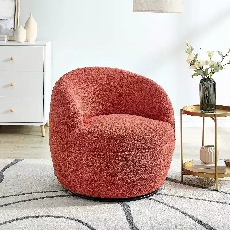 Poltrona a botte girevole Roundhill Furniture Galleria 360 in finta pelliccia di montone