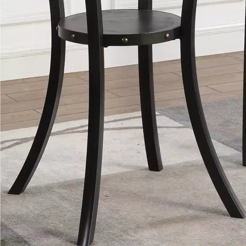 Tavolo da Bar Rotondo 36 Biony di Roundhill Furniture con Bordatura con Borchie, Espresso