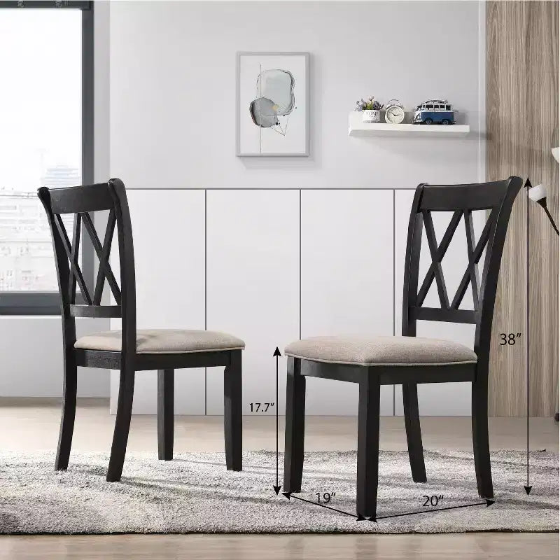 Set da pranzo Roundhill Furniture Arroyo, tavolo da pranzo Hairpin con 4 sedie con schienale a croce e panca, nero intenso, 6 pezzi