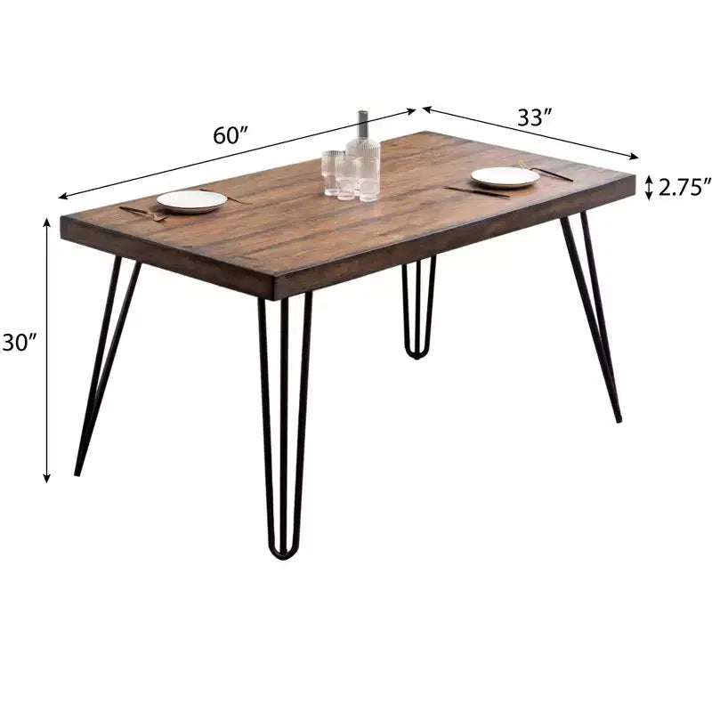 Set da pranzo Roundhill Furniture Arroyo, tavolo da pranzo Hairpin con 4 sedie con schienale a croce e panca, nero intenso, 6 pezzi
