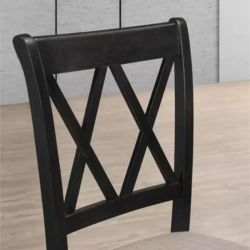 Set da pranzo Roundhill Furniture Arroyo, tavolo da pranzo Hairpin con 4 sedie con schienale a croce e panca, nero intenso, 6 pezzi