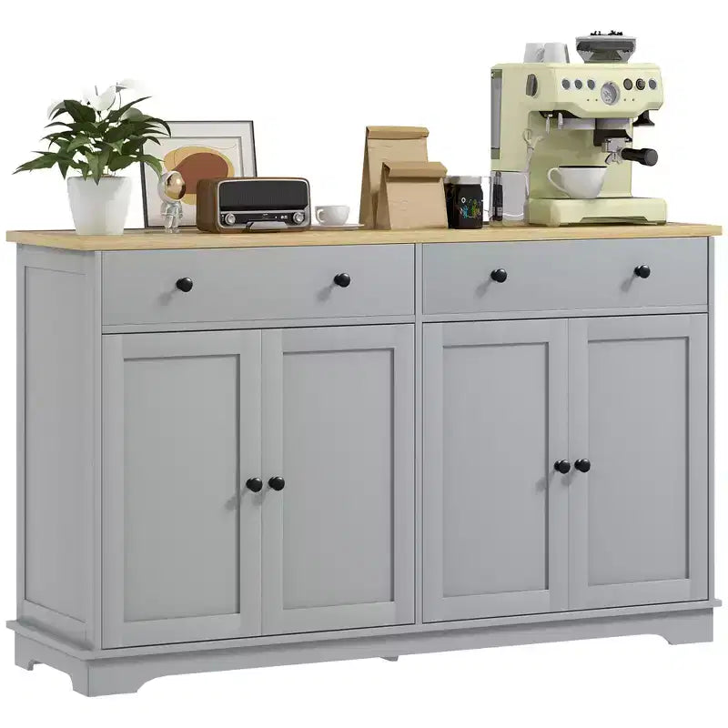 HOMCOM Credenza Buffet con Armadietto, Mobile da Cucina Moderno con 4 Ante, 2 Cassetti e 2 Ripiani Regolabili, Mobile Bar per Caffè