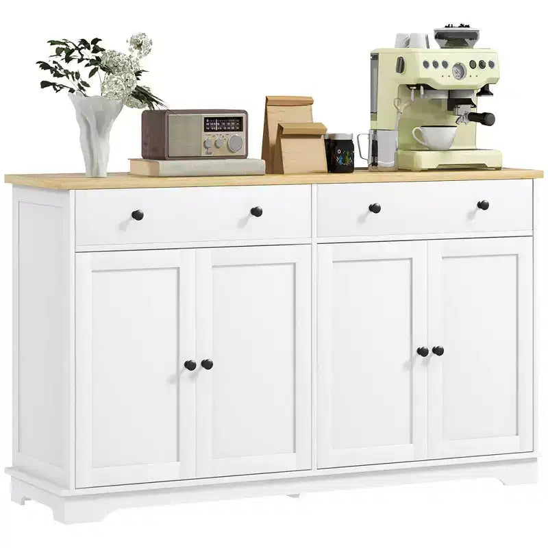 HOMCOM Credenza Buffet con Armadietto, Mobile da Cucina Moderno con 4 Ante, 2 Cassetti e 2 Ripiani Regolabili, Mobile Bar per Caffè