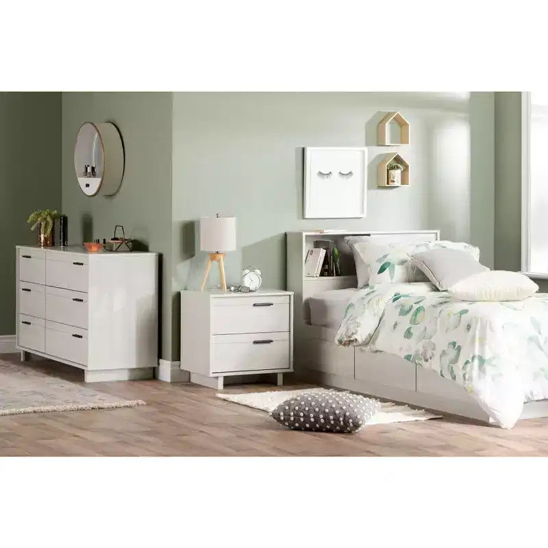 Testata per letto singolo per bambini in truciolato laminato HomeStock con contenitore
