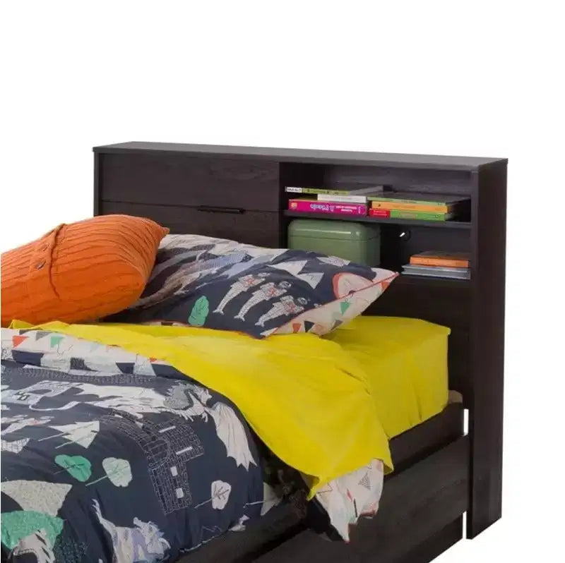 Testata per letto singolo per bambini in truciolato laminato HomeStock con contenitore