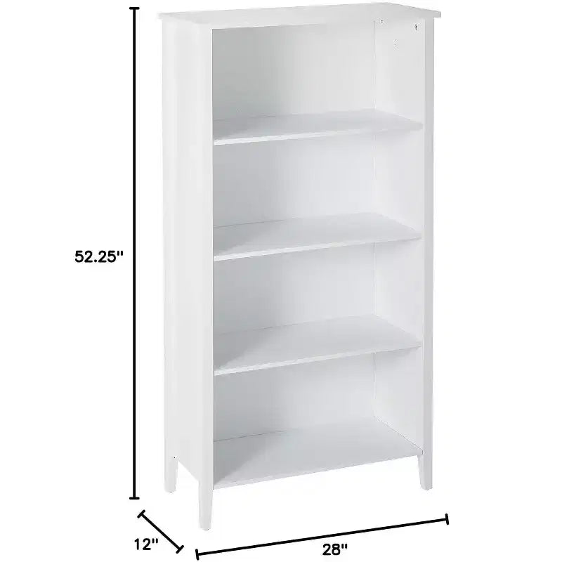 Kings Brand Furniture Libreria a 4 Ripiani in Legno Finitura Bianca