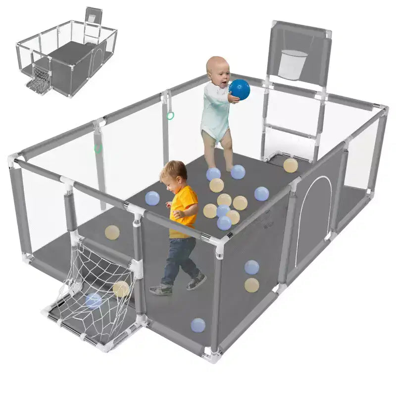 GOTGELIF 71x48 Box per Bambini a 4 Pannelli, Portatile, con Canestro da Basket