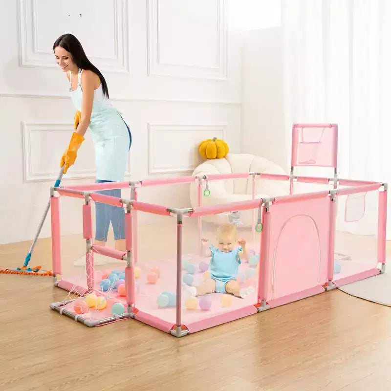 GOTGELIF 71x48 Box per Bambini a 4 Pannelli, Portatile, con Canestro da Basket