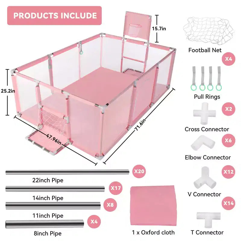 GOTGELIF 71x48 Box per Bambini a 4 Pannelli, Portatile, con Canestro da Basket