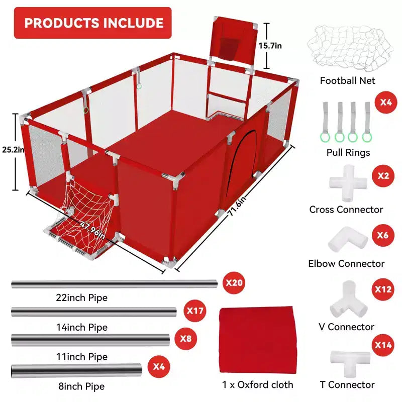 GOTGELIF 71x48 Box per Bambini a 4 Pannelli, Portatile, con Canestro da Basket