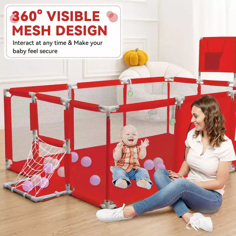 GOTGELIF 71x48 Box per Bambini a 4 Pannelli, Portatile, con Canestro da Basket