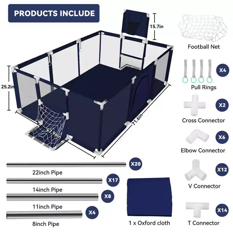 GOTGELIF 71x48 Box per Bambini a 4 Pannelli, Portatile, con Canestro da Basket