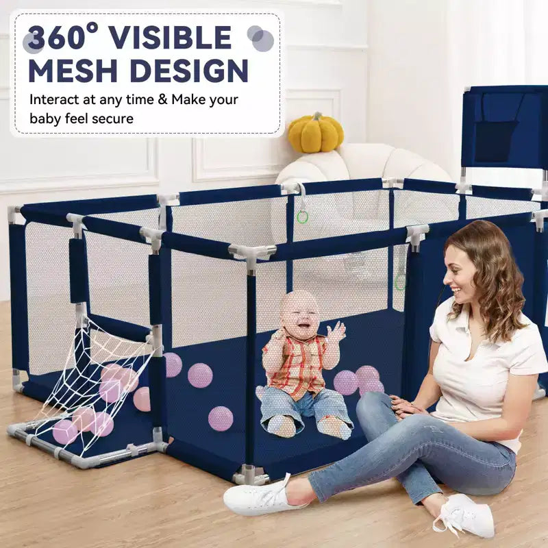 GOTGELIF 71x48 Box per Bambini a 4 Pannelli, Portatile, con Canestro da Basket
