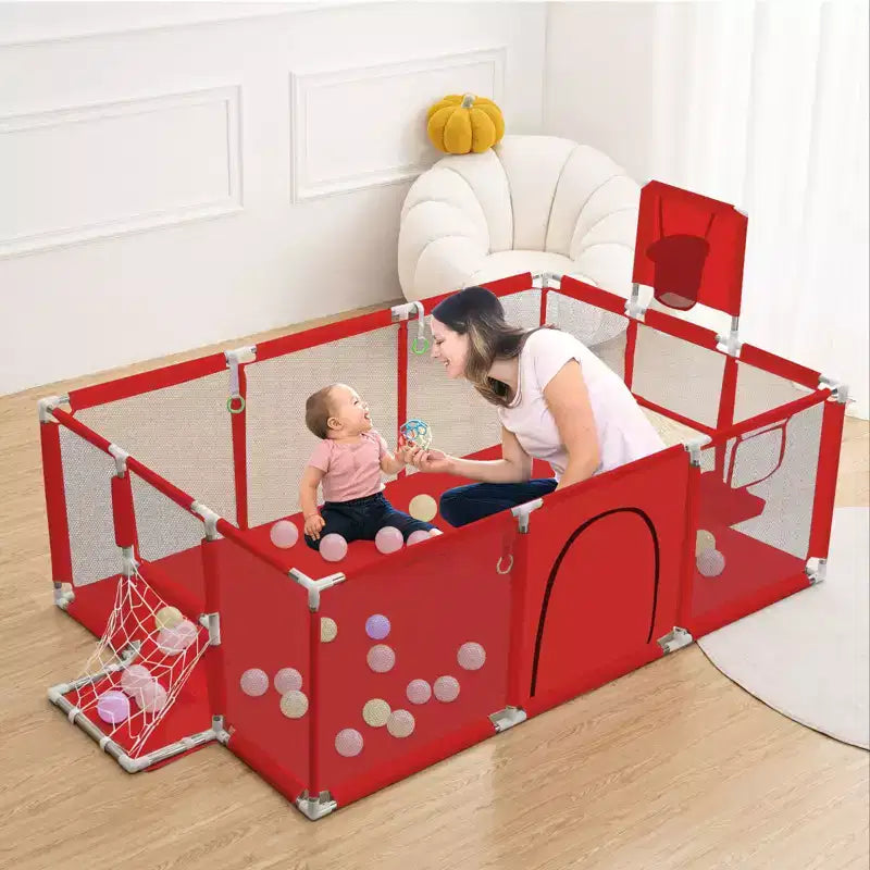 GOTGELIF 71x48 Box per Bambini a 4 Pannelli, Portatile, con Canestro da Basket