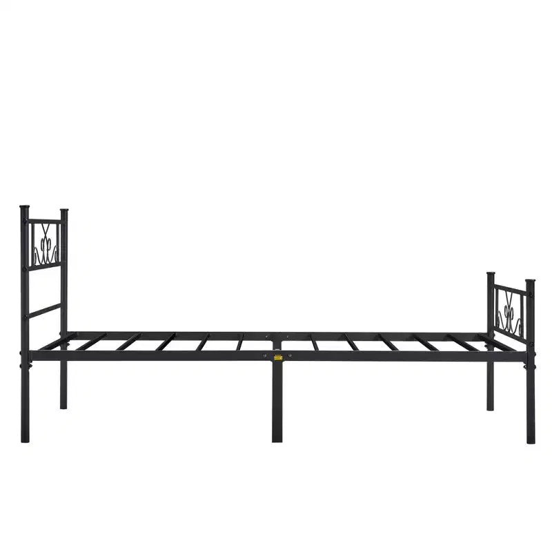 VECELO Telaio Letto Matrimoniale/Una Piazza e Mezza/Matrimoniale Standard/King Size con Testiera e Pediera, Piattaforma Letto in Metallo, Nero