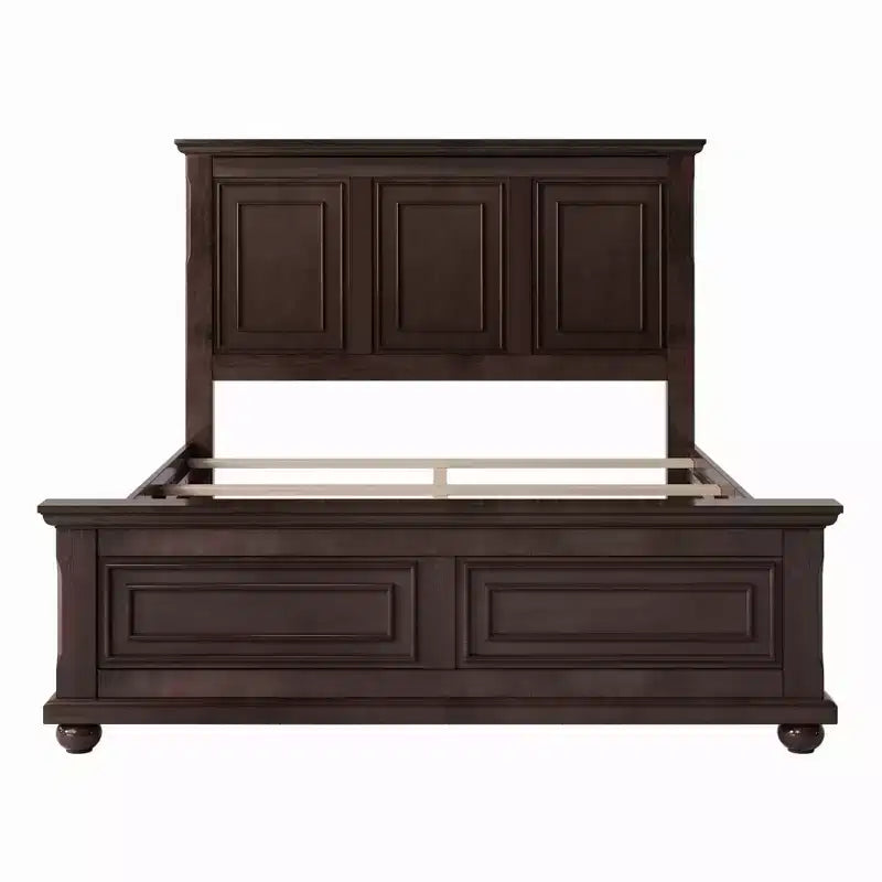 Letto a piattaforma Queen/King Size con testiera alta, struttura del letto in legno di pino vintage, stile tradizionale - ModernLuxe