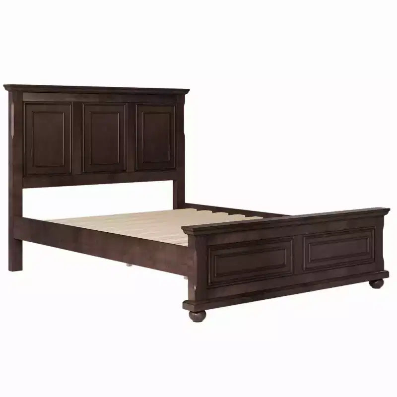 Letto a piattaforma Queen/King Size con testiera alta, struttura del letto in legno di pino vintage, stile tradizionale - ModernLuxe