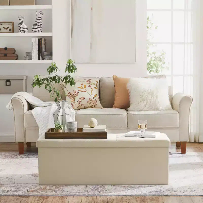 Panca pouf contenitore, 38 x 109 x 38 cm, per fondo letto, cassapanca, per soggiorno, camera da letto, ingresso
