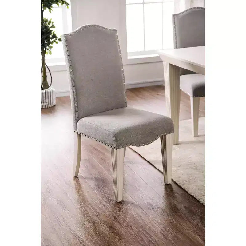 Set di 2 sedie laterali Simple Relax con finitura in chiodini decorativi grigio e bianco anticato
