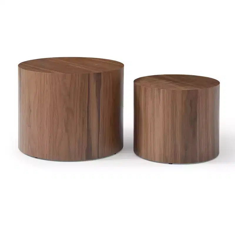Set di 2 tavolini rotondi da caffè/tavolini d'appoggio/tavolini da salotto/tavolini da esposizione/tavolini laterali/tavolini centrali, noce -ModernLuxe