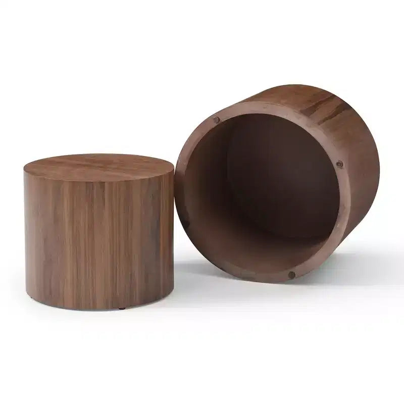 Set di 2 tavolini rotondi da caffè/tavolini d'appoggio/tavolini da salotto/tavolini da esposizione/tavolini laterali/tavolini centrali, noce -ModernLuxe
