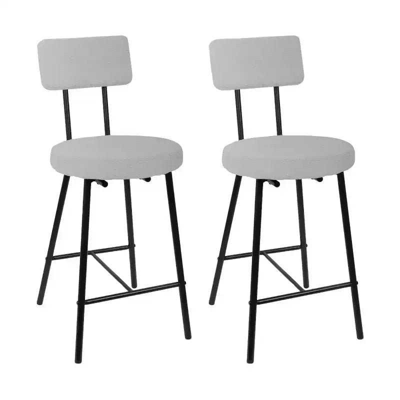 Set di 4 Sgabelli da Bar Alti, Sgabelli da Bancone Imbottiti con Sedile Rotondo, Moderni Sgabelli da Bar con Schienale e Poggiapiedi in Metallo