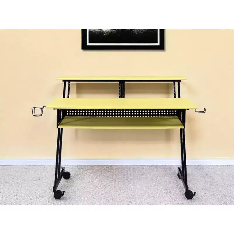 HomeRoots Scrivania per Computer 47 Gialla e Nera