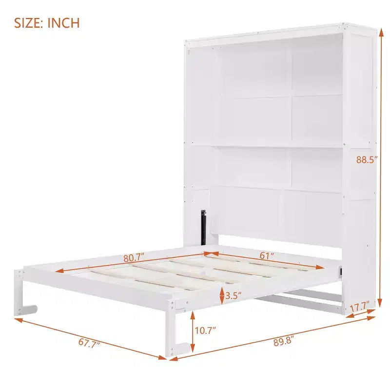 Letto a scomparsa Queen Size CLIHOME con mensole per risparmiare spazio