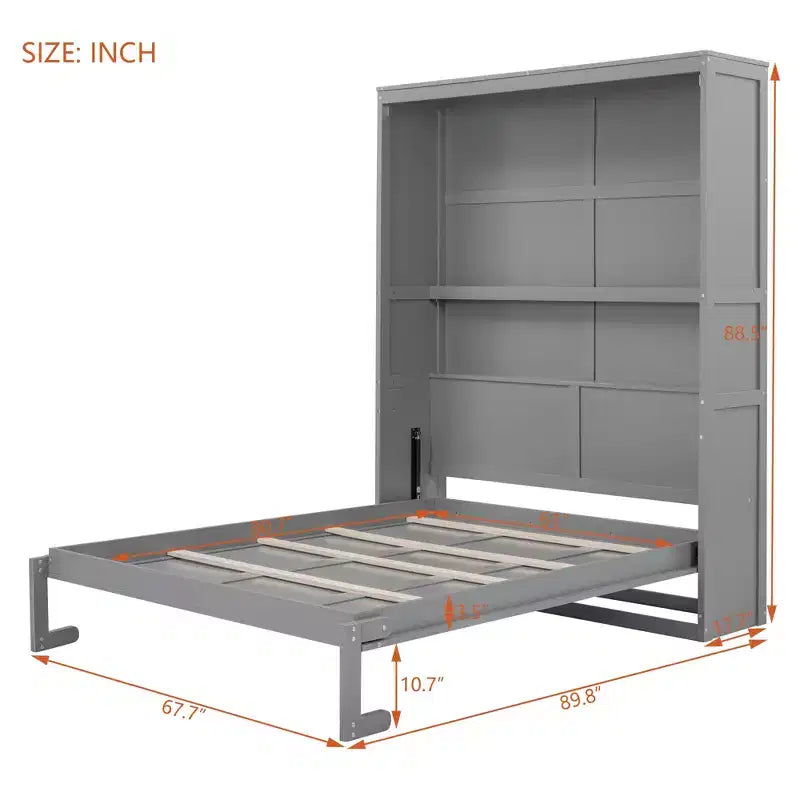 Letto a scomparsa Queen Size CLIHOME con mensole per risparmiare spazio