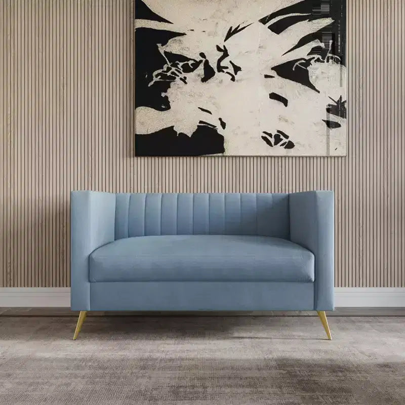 Divanetto in velluto Weiss Home Design con braccioli quadrati