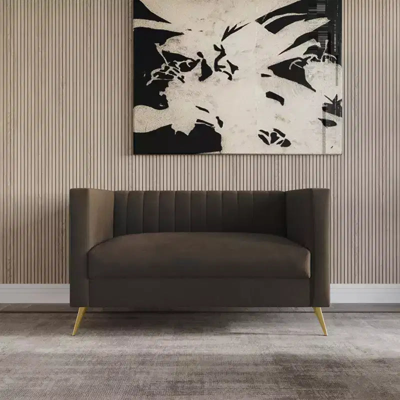 Divanetto in velluto Weiss Home Design con braccioli quadrati