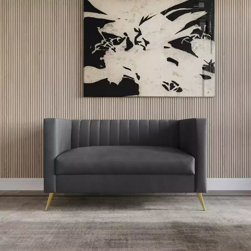 Divanetto in velluto Weiss Home Design con braccioli quadrati