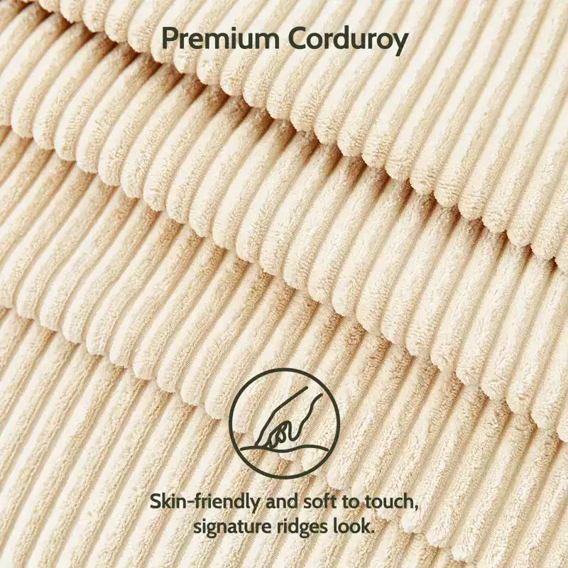 Divanetto Dyonery 50 in Velluto a Coste Beige con Struttura in Legno Massello per Soggiorno, Divanetto Piccolo Comodo con Seduta Profonda, Cuscino a Molle, Montaggio Senza Attrezzi