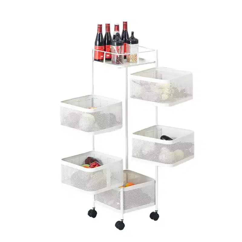 GustoWave Carrello per scaffali da cucina girevole a 5 ripiani