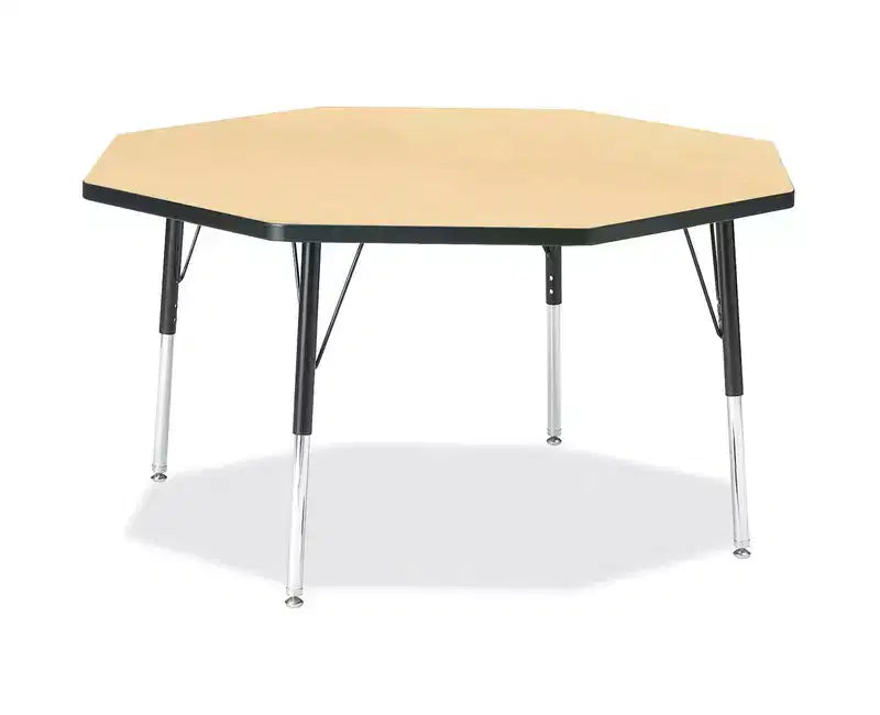 Jonti-Craft Berries Tavolo elementare ottagonale con piano colorato e altezza di 48 x 48 pollici nero