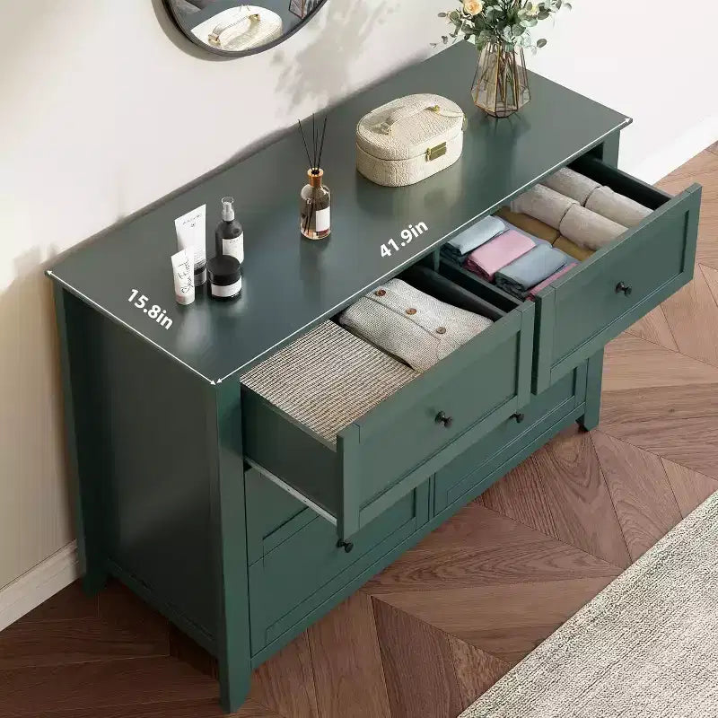 Cassettiere Acekool Cassettiera alta a 6 cassetti, organizer contenitore profondo, maniglie, stile moderno rustico per camera da letto, armadio, soggiorno, verde