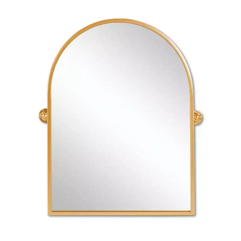 Specchio decorativo a parete Mayeerty con cornice in metallo dorato, ad angolo retto, ad arco, 36 x 24 x 2