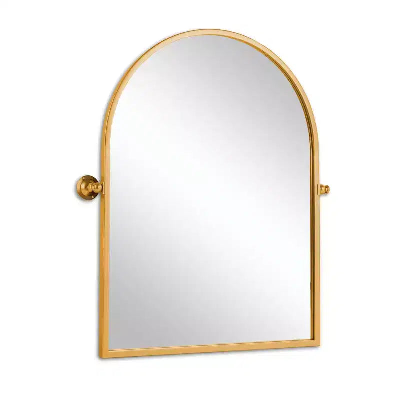 Specchio decorativo a parete Mayeerty con cornice in metallo dorato, ad angolo retto, ad arco, 36 x 24 x 2