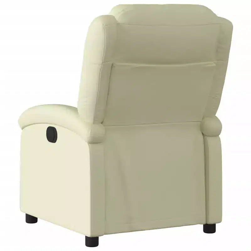 vidaXL Poltrona Reclinabile con Schienale Alto Divano Relax in Vera Pelle - Crema Reclinazione Manuale No Massaggio