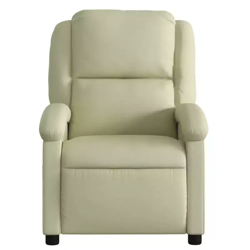 vidaXL Poltrona Reclinabile con Schienale Alto Divano Relax in Vera Pelle - Crema Reclinazione Manuale No Massaggio