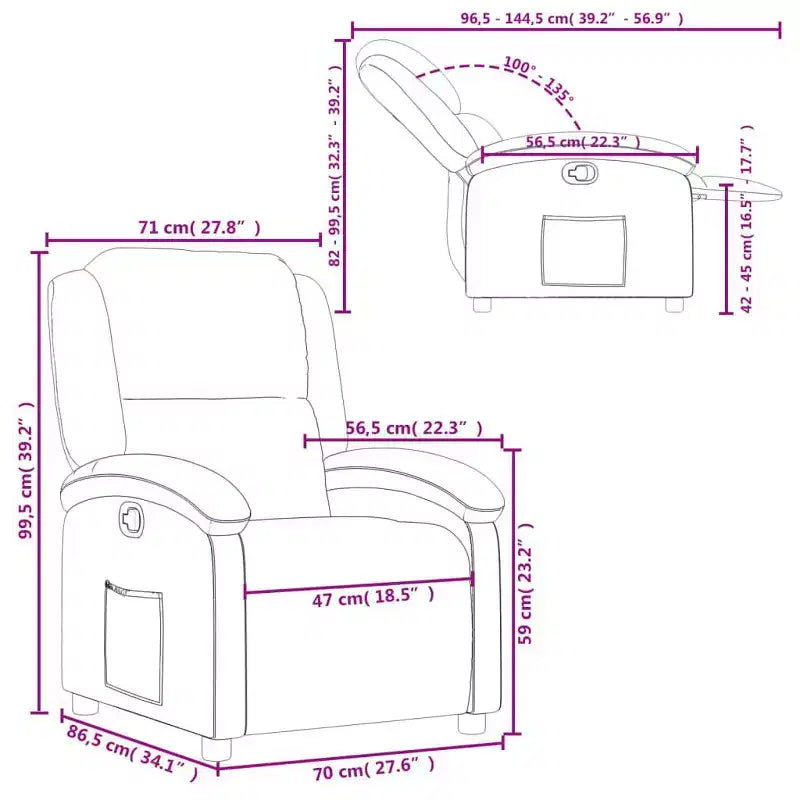 vidaXL Poltrona Reclinabile con Schienale Alto Divano Relax in Vera Pelle - Crema Reclinazione Manuale No Massaggio